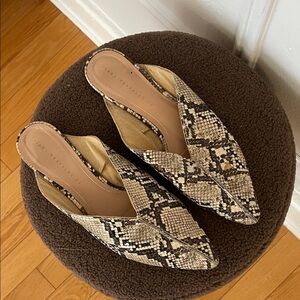 Zara Beige and Black Snakeskin Mules
